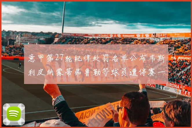 意甲第27轮纪律处罚名单公布韦斯利皮纳蒙蒂弗鲁勒等球员遭停赛一轮